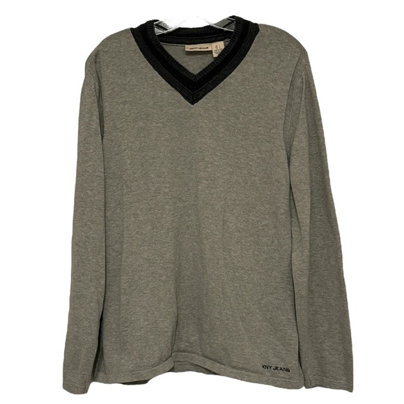 DKNY Gray V-Neck SweatShirt Size Large - Picture 2 of 5